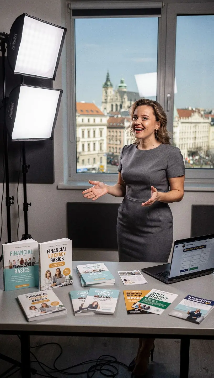 Csoportos workshop résztvevők vitatják meg a megtakarítási stratégiákat egy modern oktatóteremben.